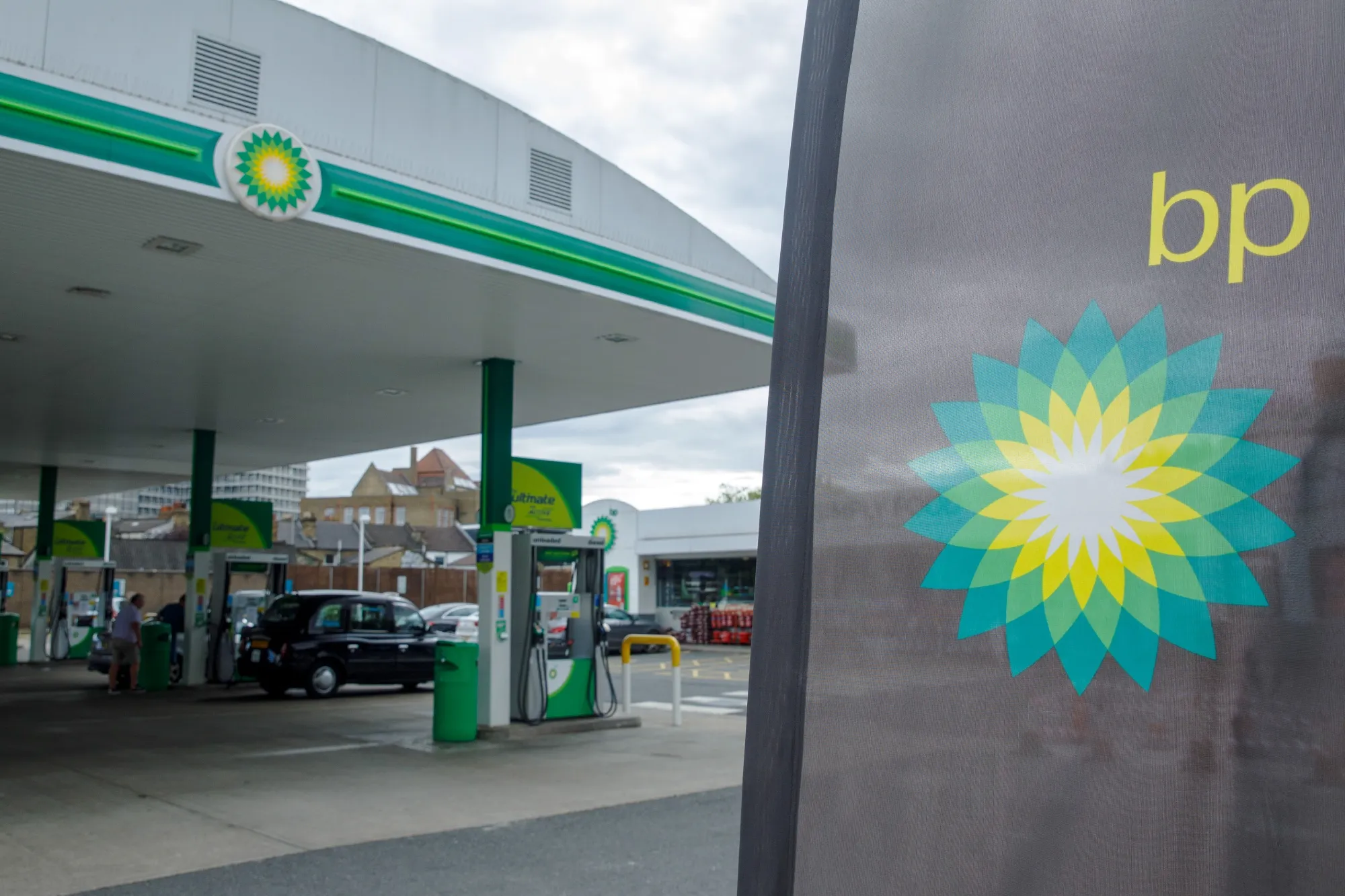 A BP Plc refueling station in London.