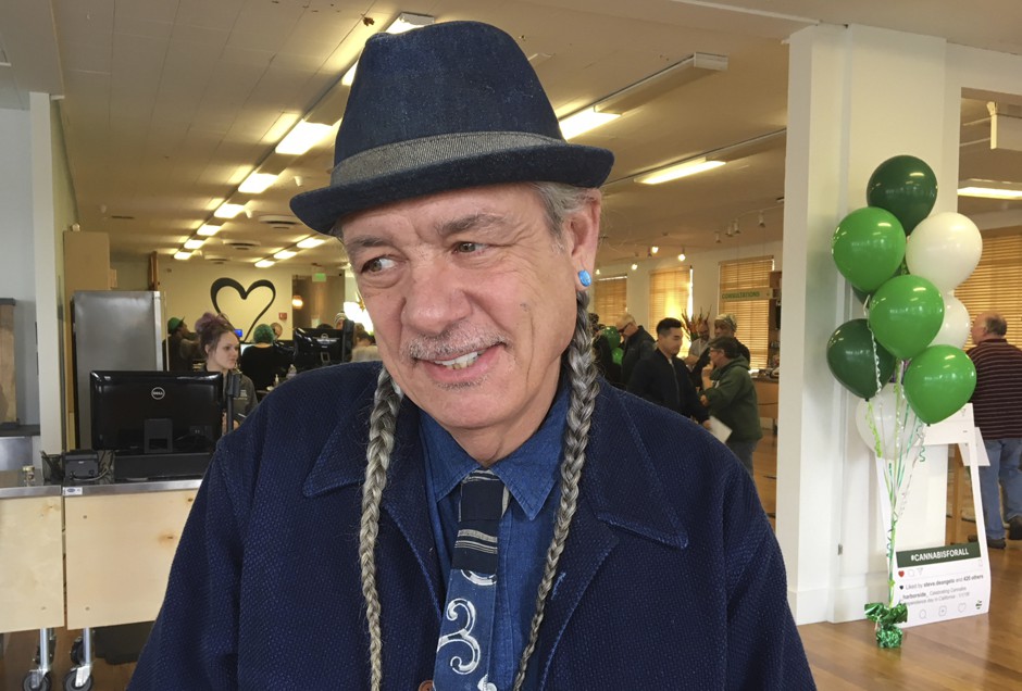 Harborside Health Center CEO Steve DeAngelo at his marijuana dispensary on the day California legalized pot. DeAngelo has faced battles with federal prosecutors over his Oakland dispensary before. 