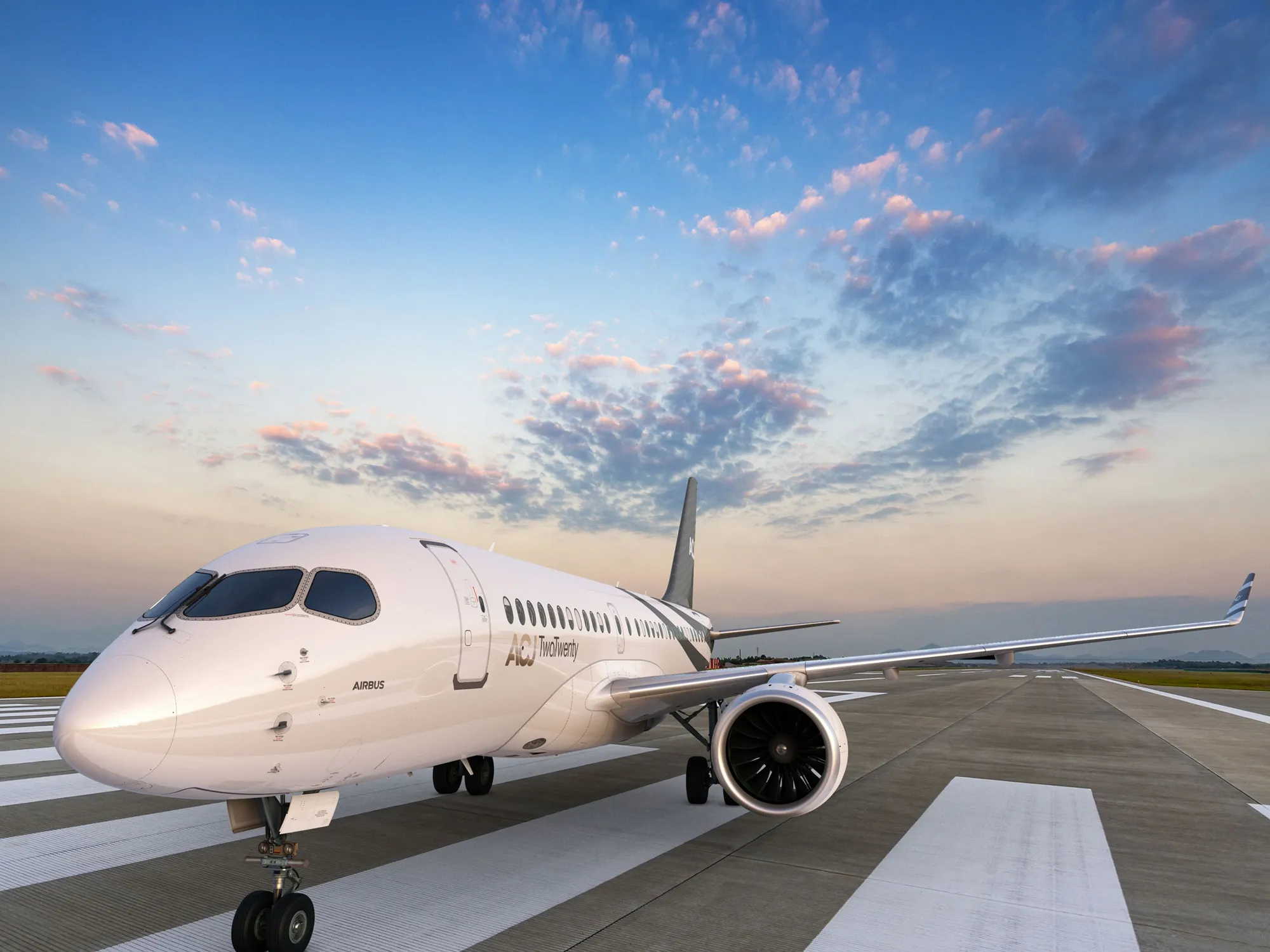 The Airbus ACJ TwoTwenty business jet.