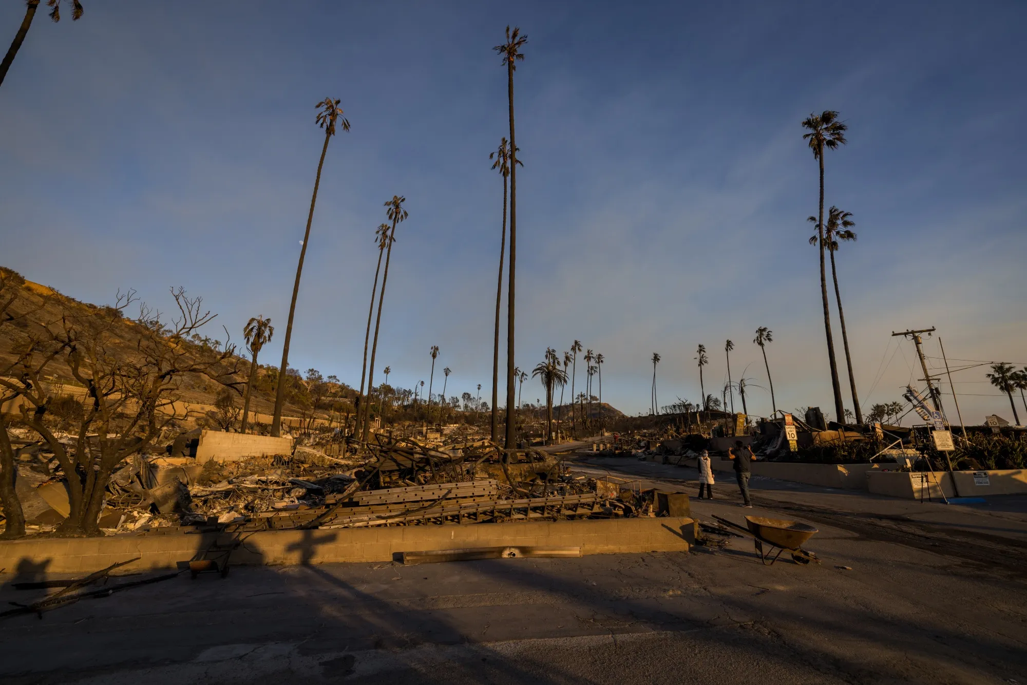 The remains of a mobile home parking lot off the Pacific Coast Highway following the Palisades Fire in Malibu, California, on Jan. 10.