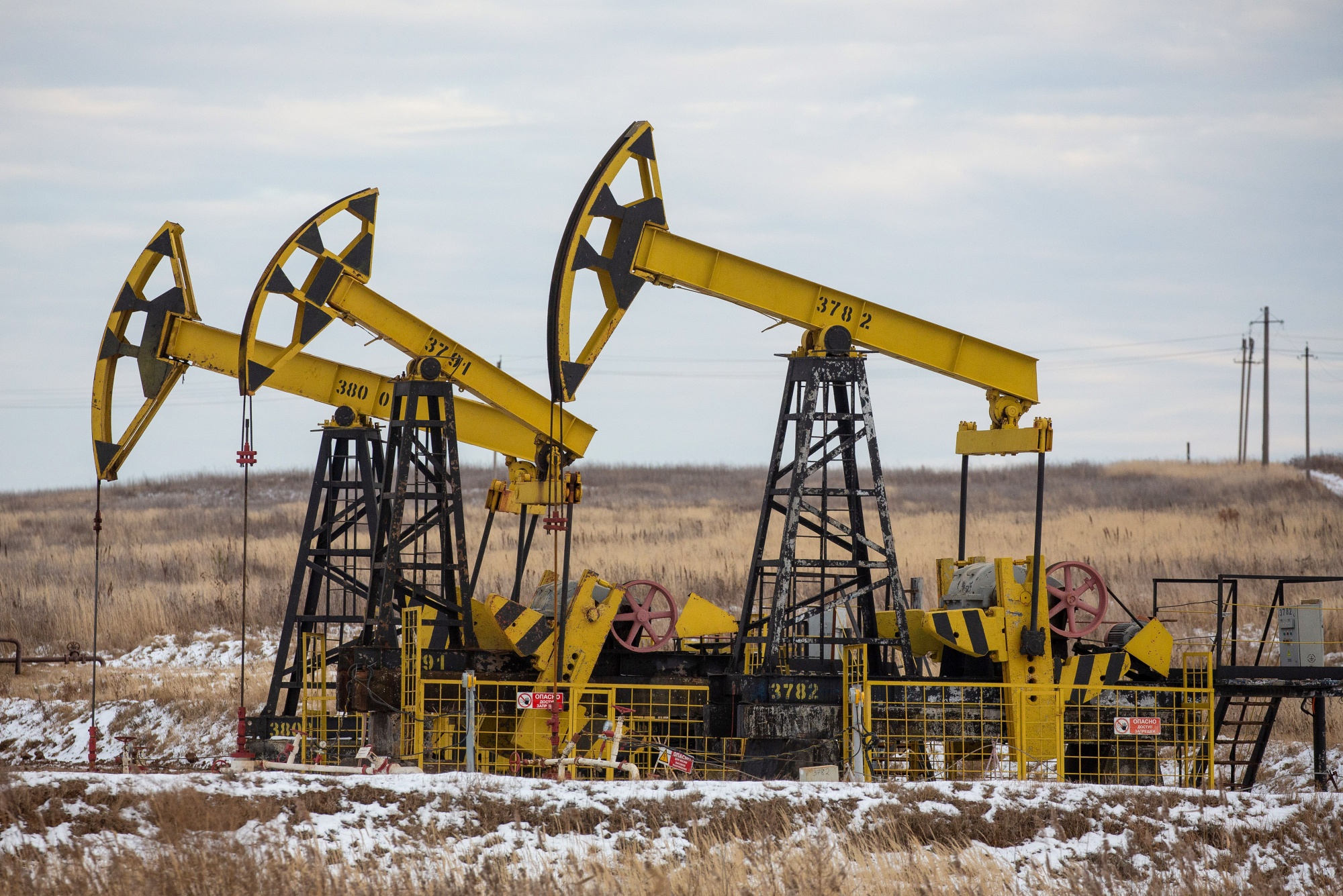 Oil pumps in Russia, a major exporter.