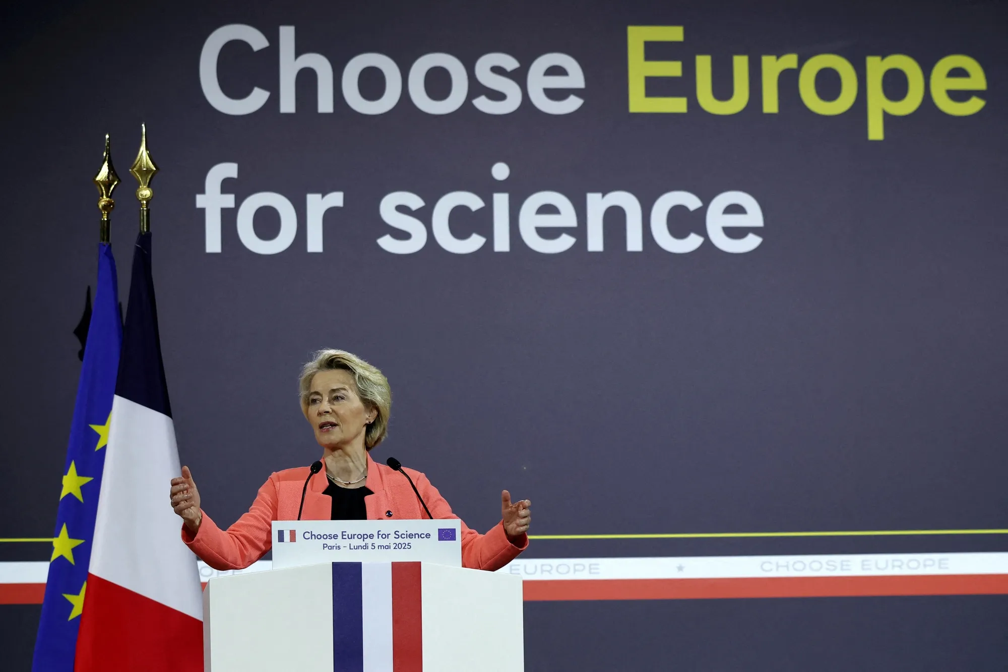 Ursula von der Leyen&nbsp;during the "Choose Europe for Science" conference&nbsp;in Paris, on May 5.