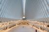 A cleaner sweeps the floor at the Oculus transit hub at One World Trade Center in New York City, June 2020.