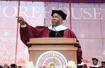 Robert Smith speaks at a Morehouse commencement ceremony.