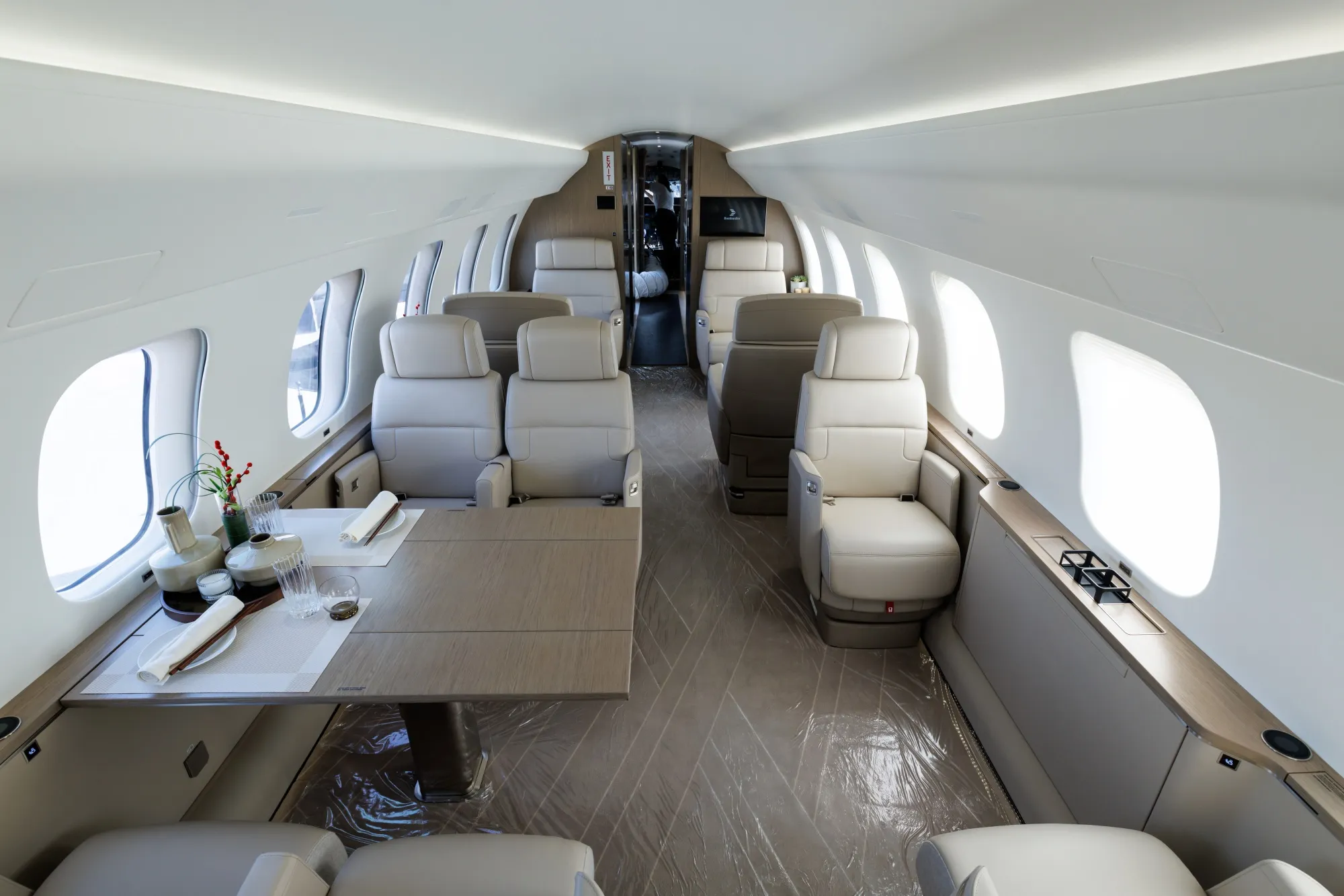 Seats onboard a Bombardier Global 7500 business jet on display during the Singapore Airshow earlier this year.