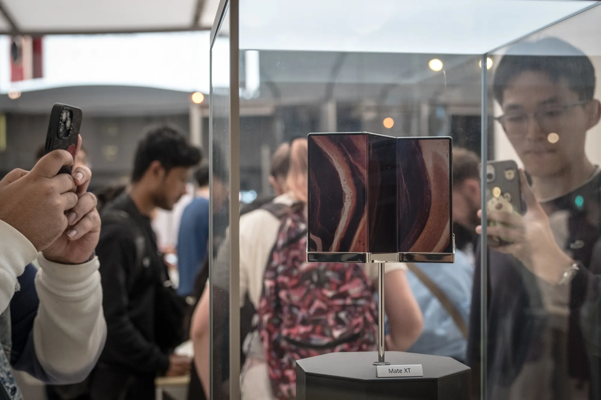 A Huawei Mate XT folding smartphone in Beijing.