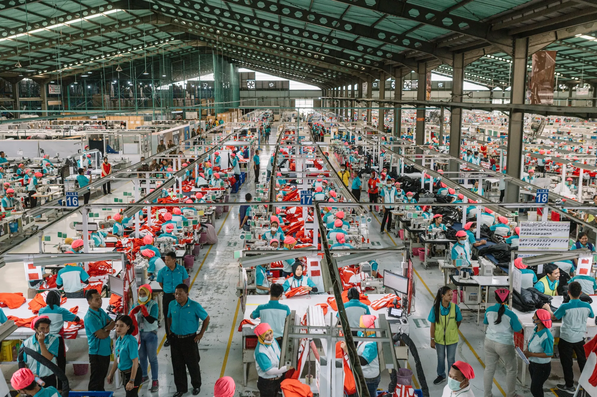 Inside PT PAN Brothers Tbk garment factory in Solo, Central Java, in 2019. 