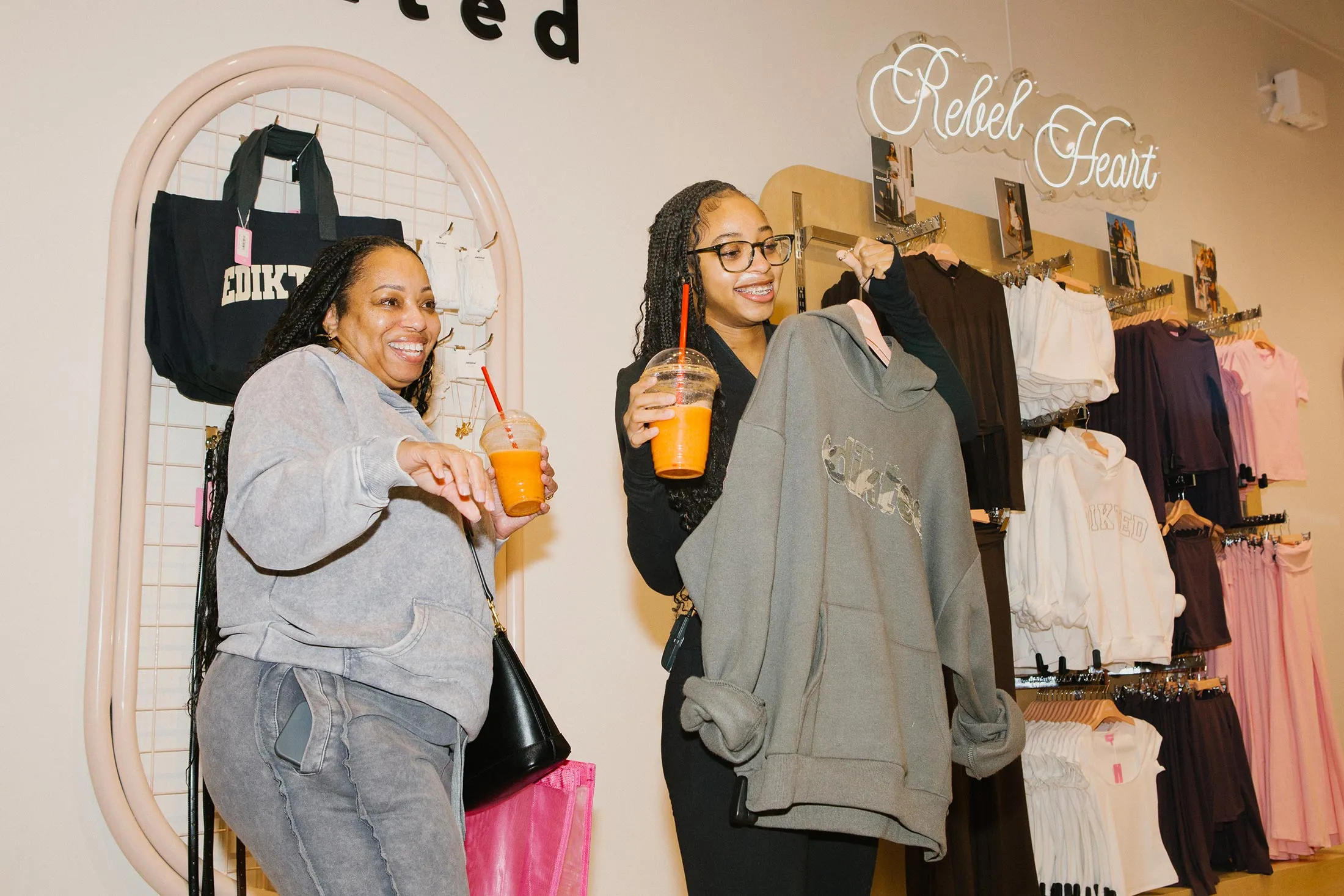 Sahara Lynn Barnes (right) and her mother Gloria Ross at a store in the King of Prussia mall outside of Philadelphia on February 7, 2026.