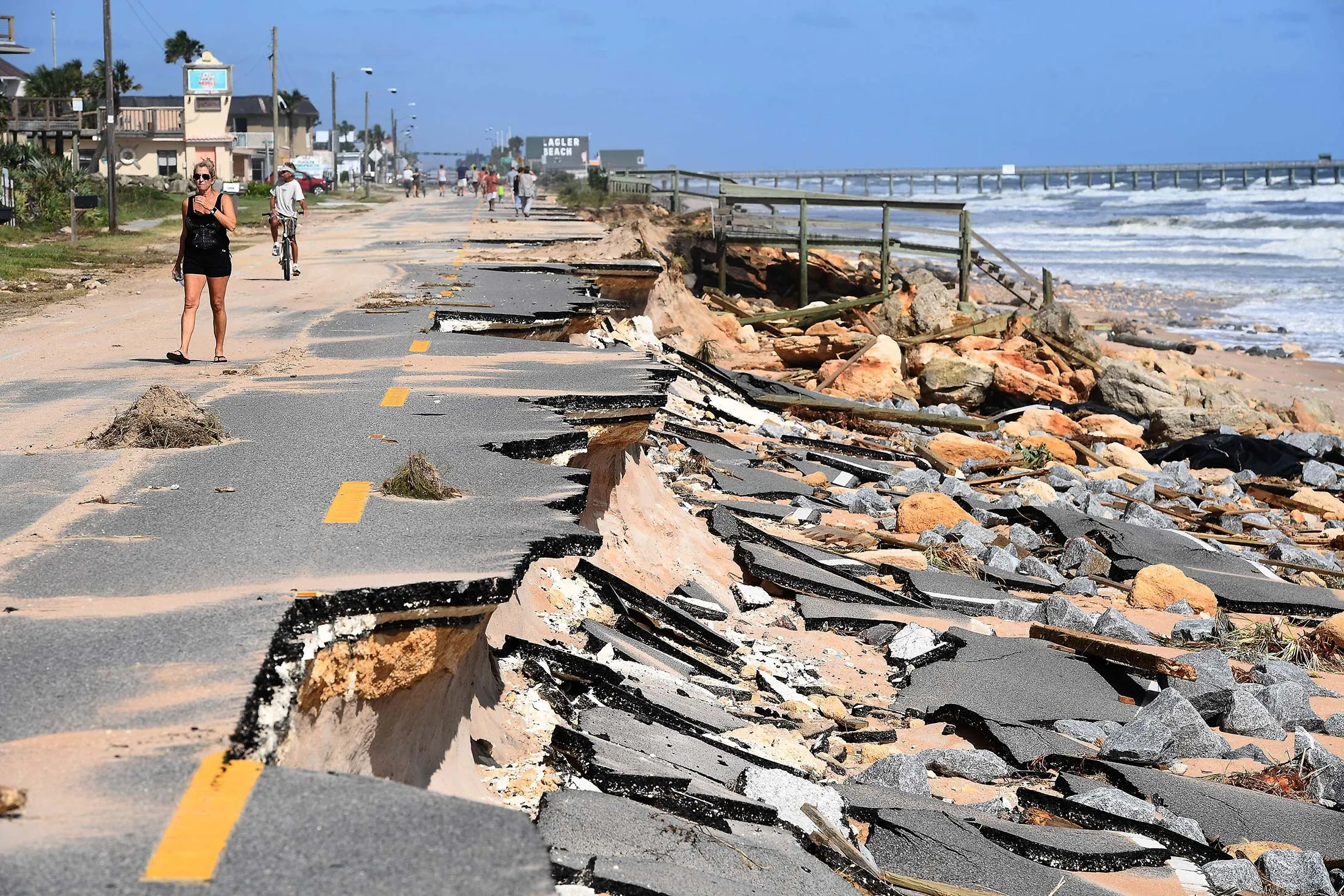 A piece of the A1A, washed out by Hurricane Matthew in Flagler Beach, Florida, on October 9.
