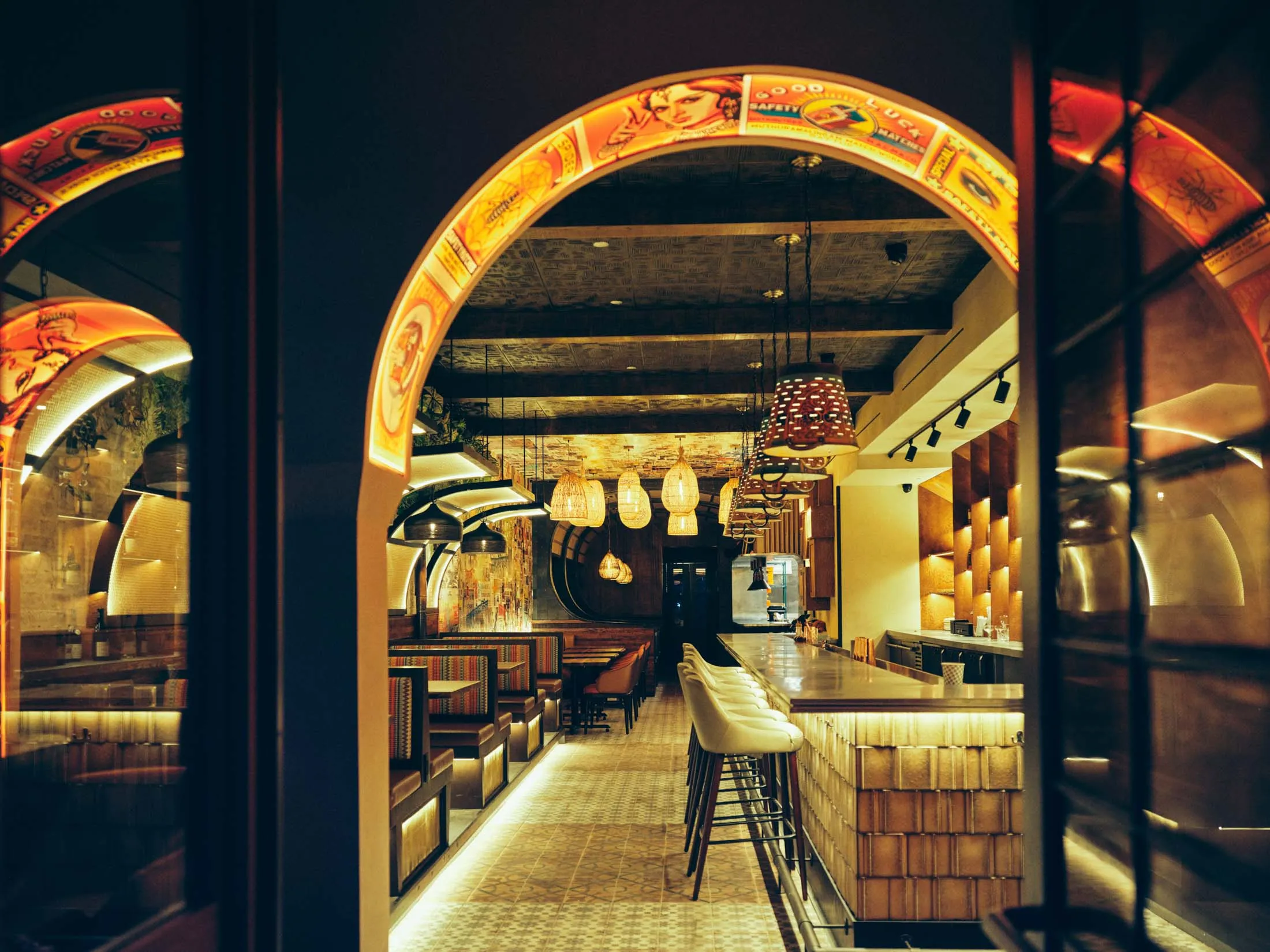 The new Adda has a more stylish design that the original, poster-filled Queens location. “We couldn’t just transfer the old Adda,” says chef Chintan Pandya.