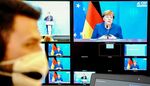 Angela Merkel during a virtual event on Jan. 7.