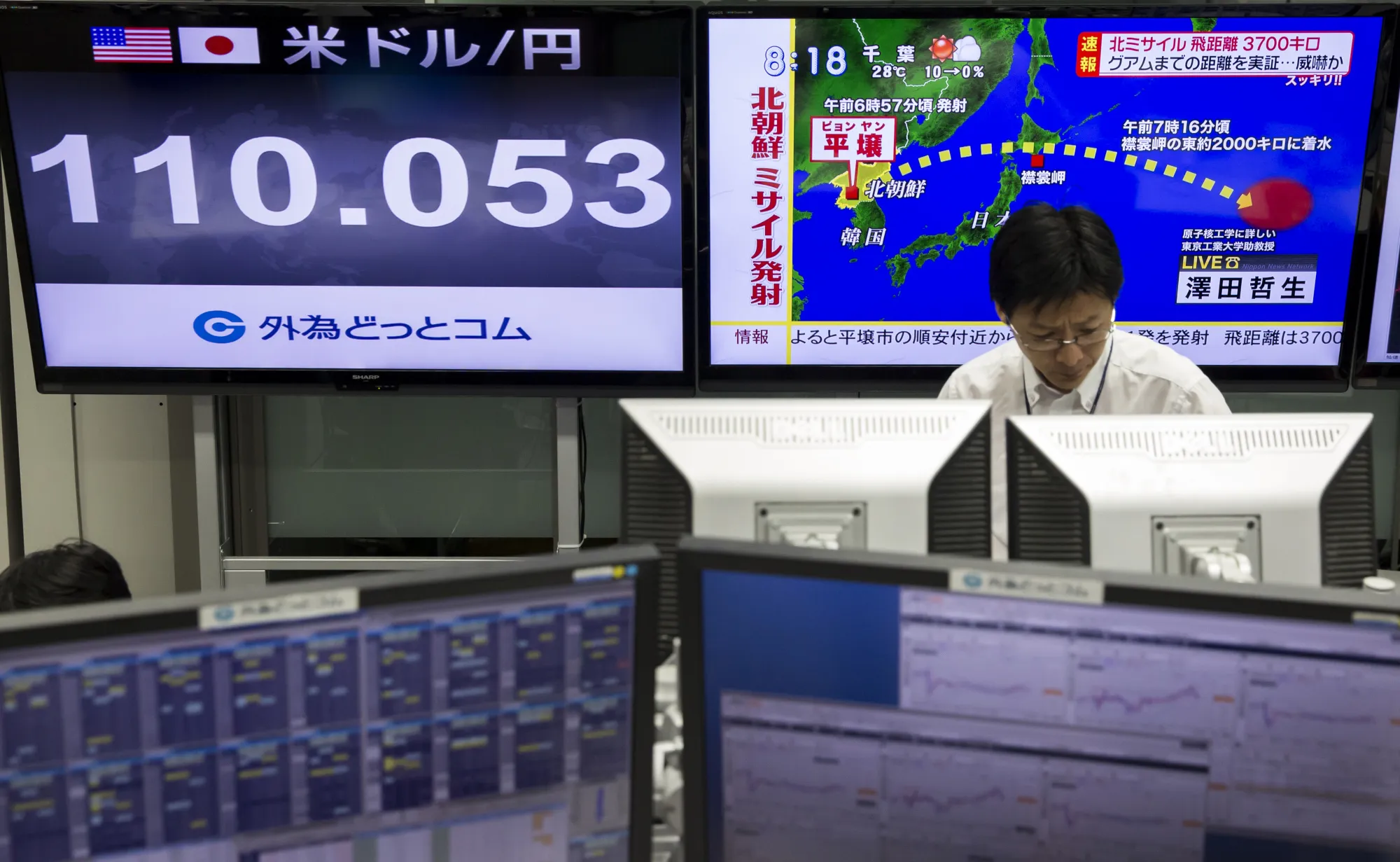 北朝鮮ミサイル発射、為替相場の感応度が低下－市場は冷静に分析 - Bloomberg