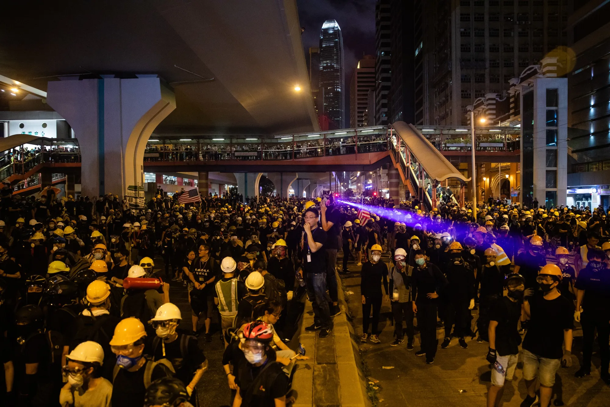 Demonstrators gather during a protest on July 21.