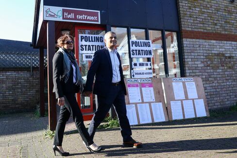 Sadiq Khan, right, in London on May 5.