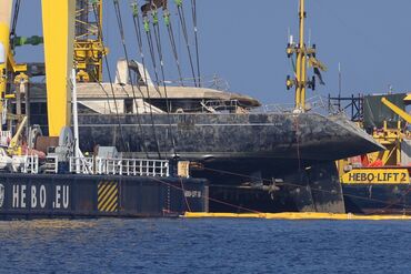 Wreck of the luxury yacht 'Bayesian' remerges from the waters at Porticello