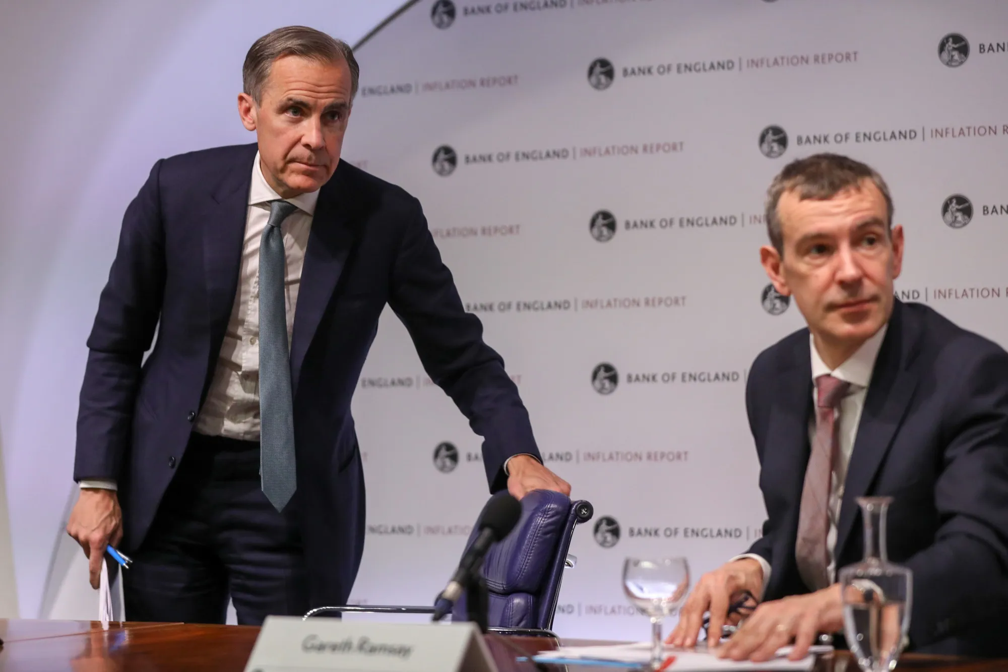 Mark Carney, left, on May 2.
