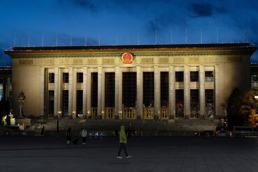 Tiananmen Square and the Great Hall of the People in Beijing Ahead of NPC