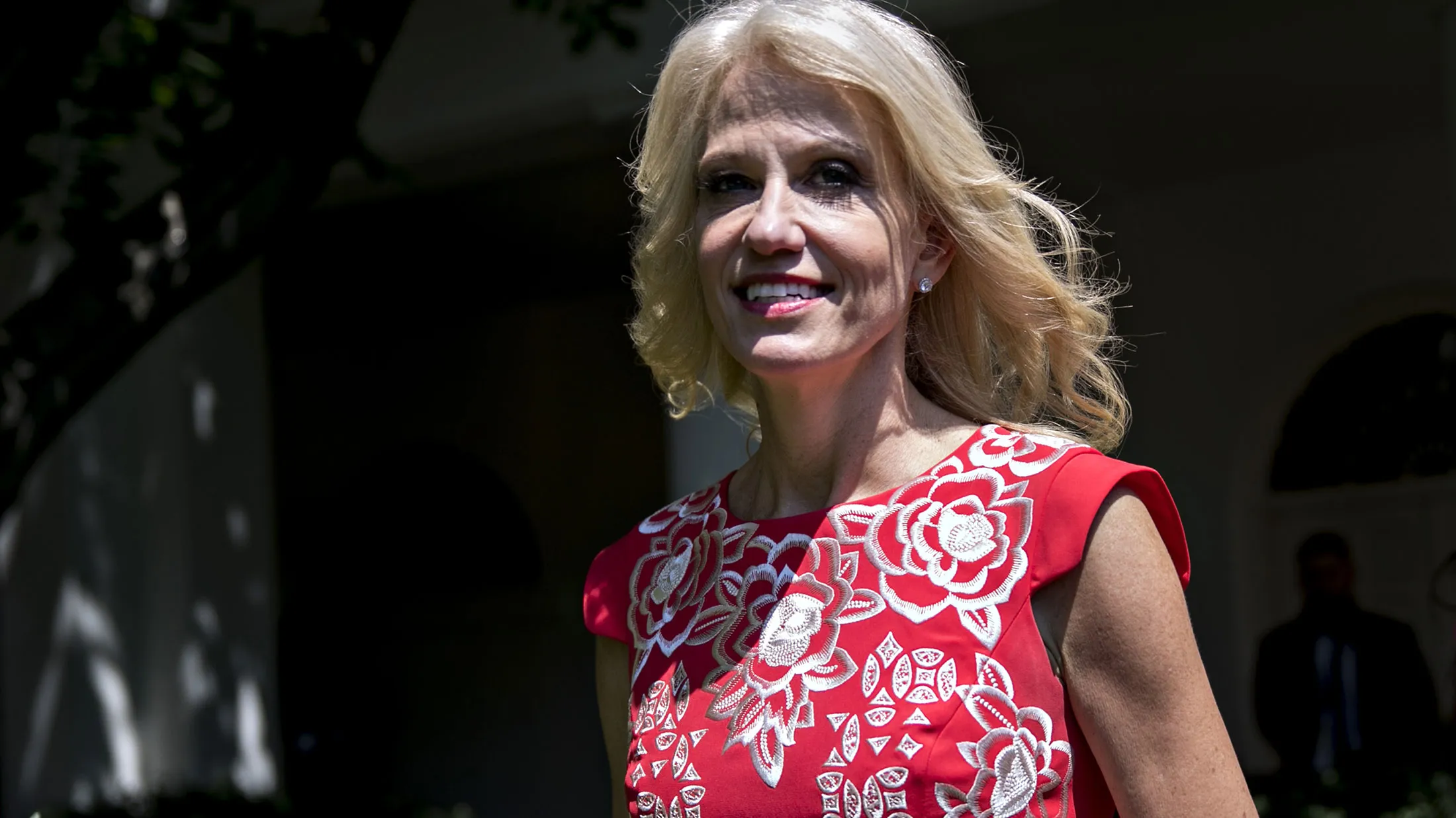 Kellyanne Conway arrives to attend an event in the Rose Garden of the White House in Washington on June 30, 2017.

