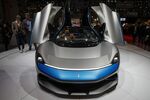 A Pininfarina Battista luxury hypercar sits on display on the opening day of the 89th Geneva International Motor Show in 2019.
