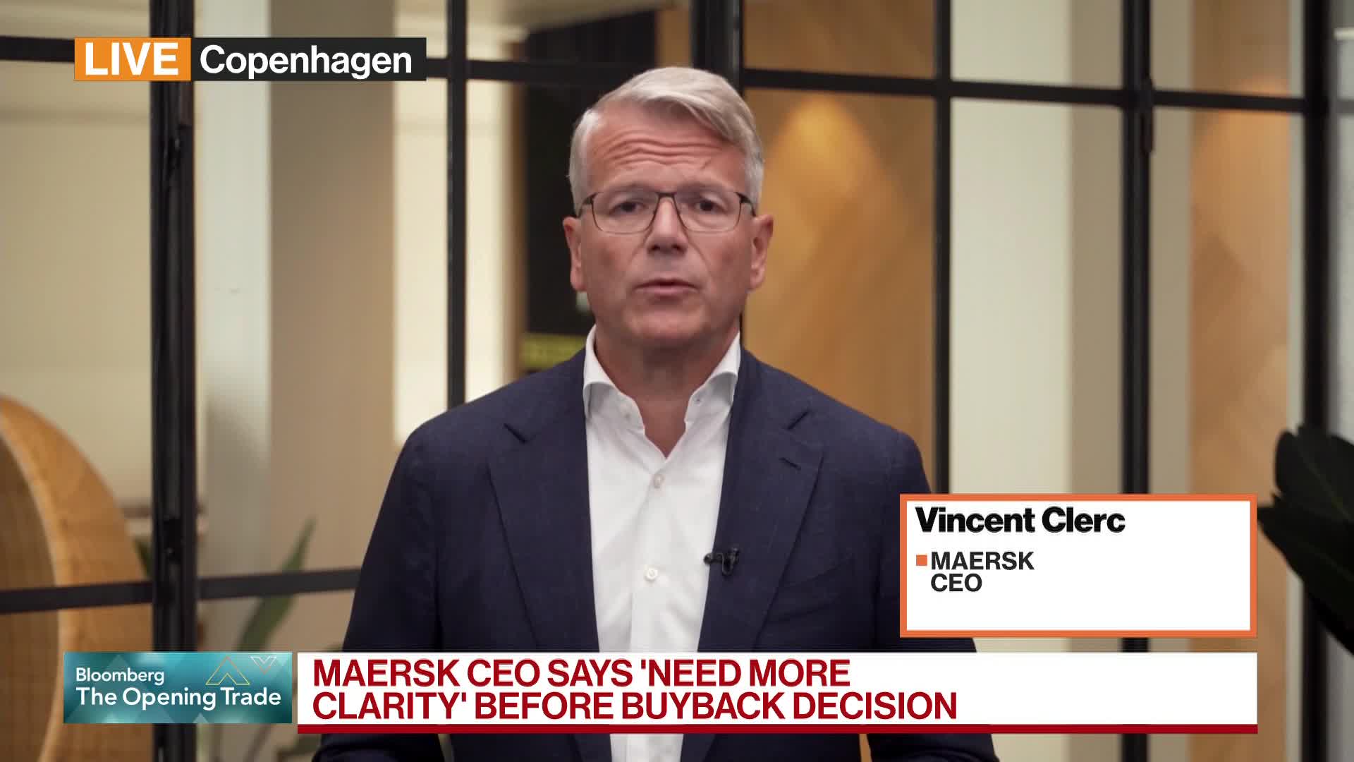 Watch Maersk CEO ‘Absolutely’ Looking at M&A Opportunities - Bloomberg