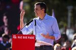 Pedro Sanchez, Spain's prime minister, speaks to his supporters during a campaign rally in Madrid, Spain, on Friday, April 26, 2019. 
