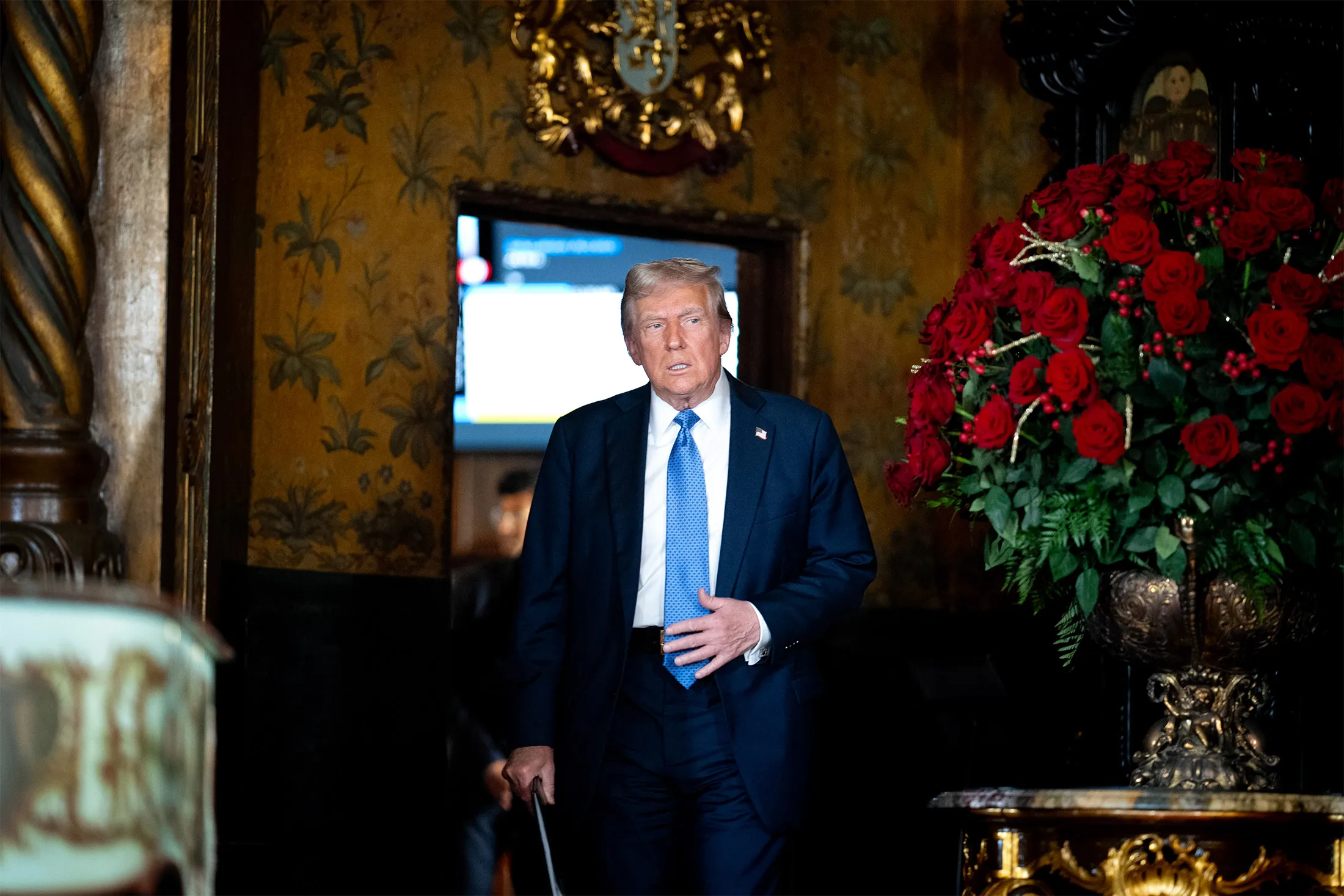Donald Trump arrives at a news conference at his Mar-a-Lago resort&nbsp;in Palm Beach, Florida, on Dec. 16.