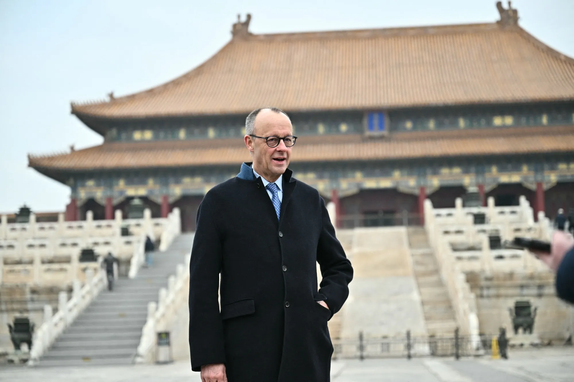 Friedrich Merz at the Forbidden City in Beijing on Feb. 26.