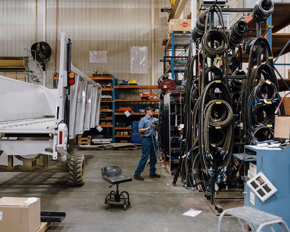 The shop floor at Kuhn North America in Brodhead, Wis.