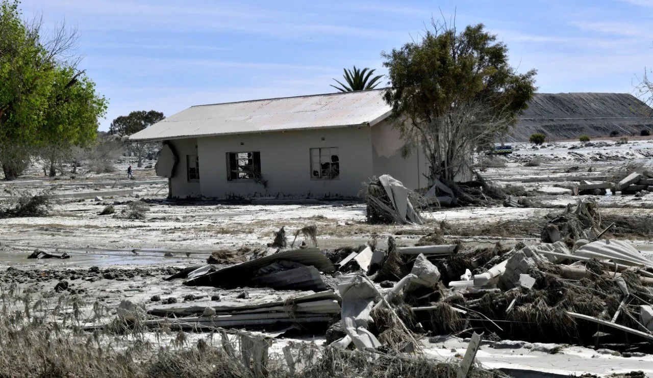 Damage caused by mining waste&nbsp;in the Jagersfontein-Charlesville area in Free State,&nbsp;South Africa.
