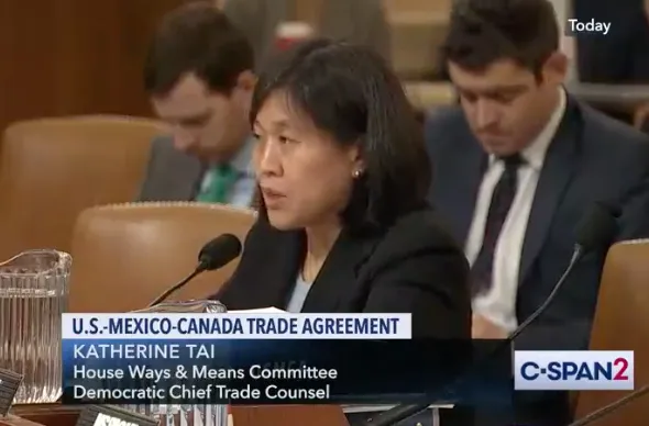 Katherine Tai appeared before the House Ways and Means Committee in 2019.