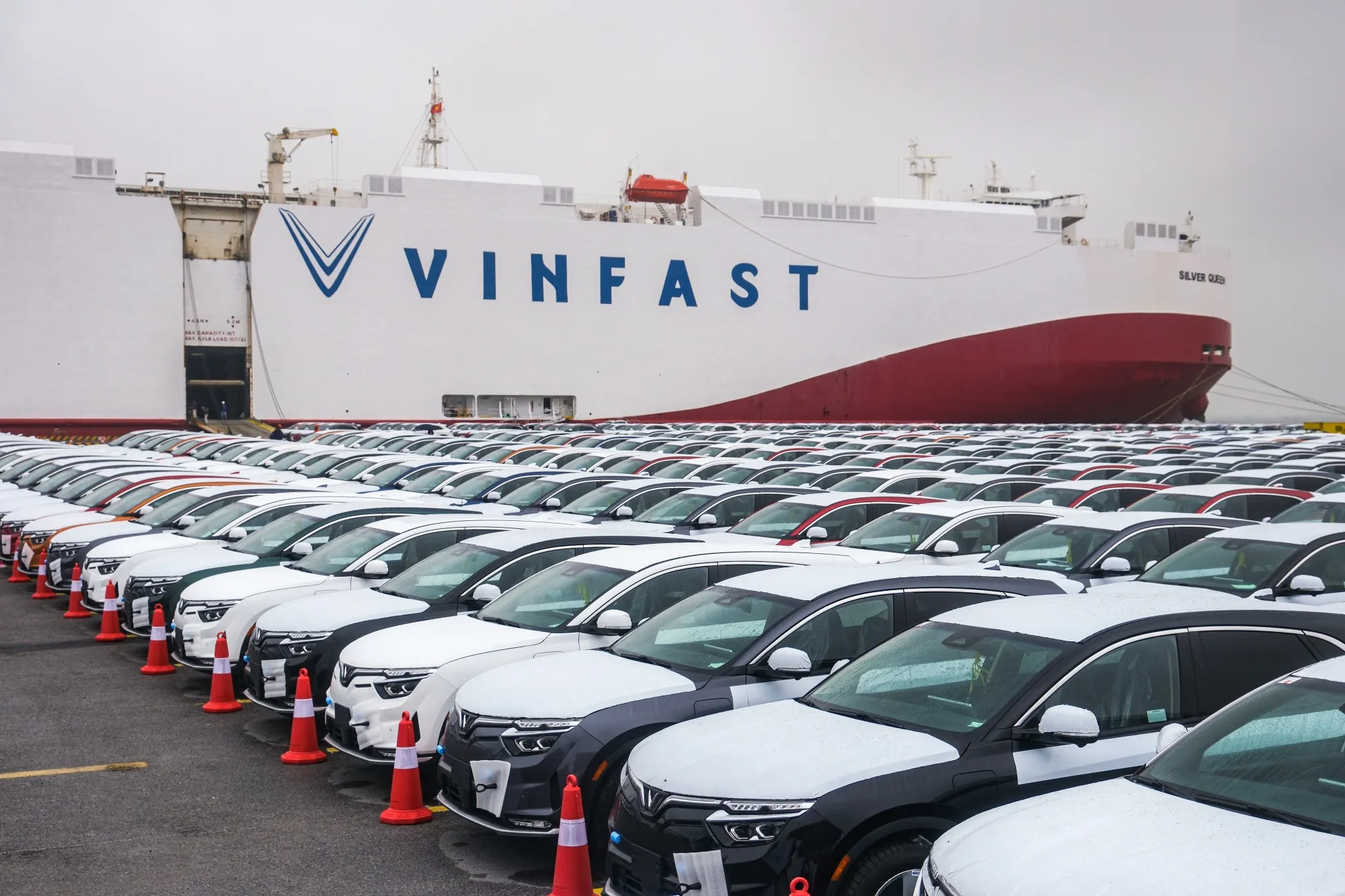 VinFast LLC's VF8 electric vehicles bound for shipment at a port in Haiphong, Vietnam.