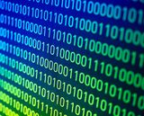 Detail of a display showing a random binary string, May 2001.