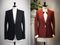 From left: A ladies' bespoke dinner suit jacket created for client Birgit Neu; a ladies' red tweed jacket inspired by a design created for Lady Courtenay. Both were featured in the exhibition "Savile Row and America: A Sartorial Special Relationship" at the British Ambassador's residence in Washington, D.C. in May.