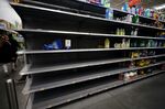 Emptied supermarket shelves in New York&nbsp;on March 1.&nbsp;
