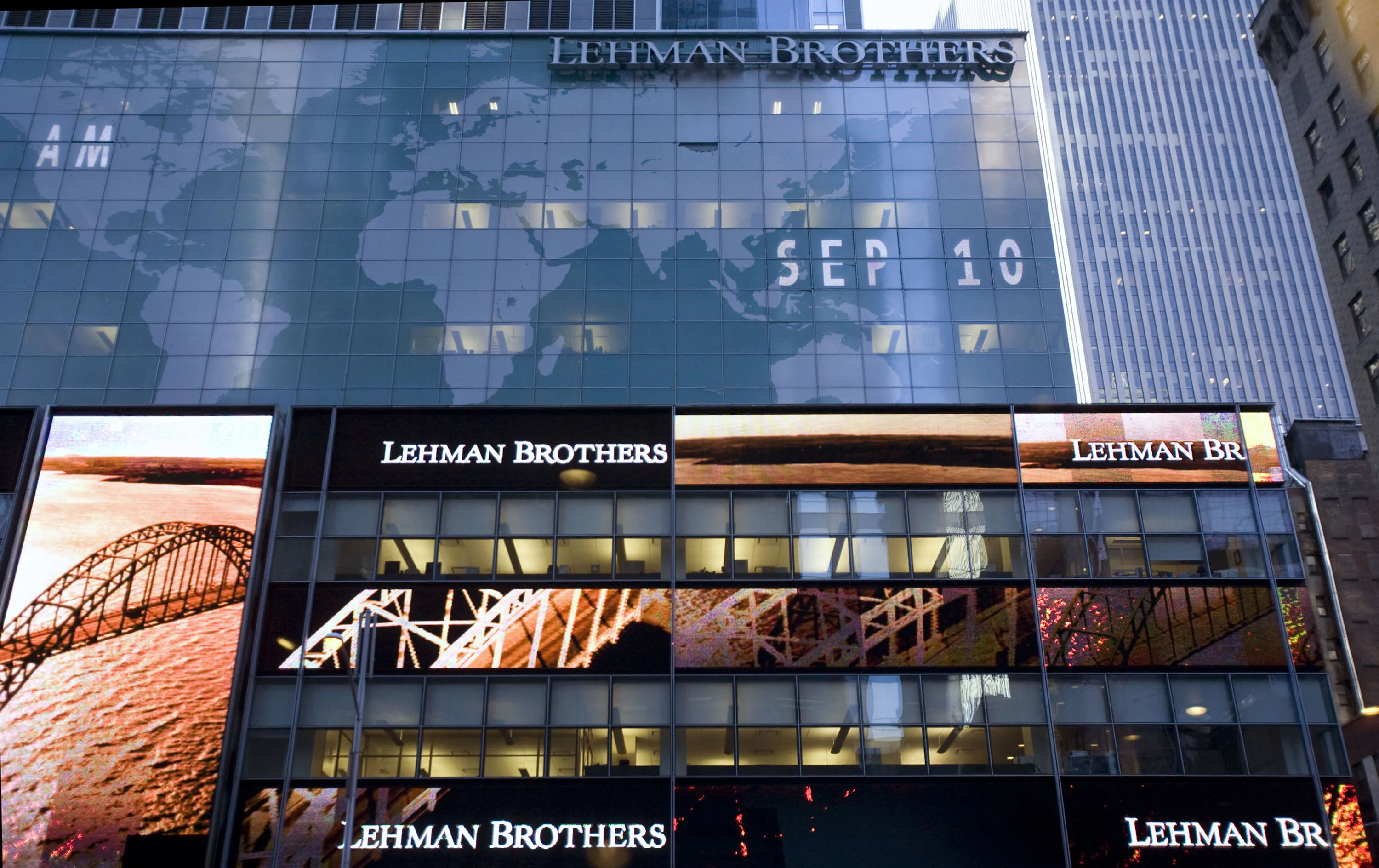 Lehman Brothers New York headquarters on Sept. 10, 2008.
