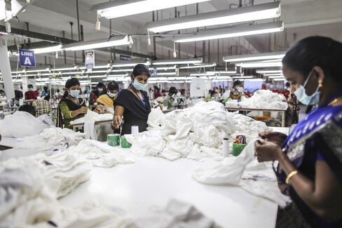 Production line of the CBC Fashion factory in Tiruppur.
