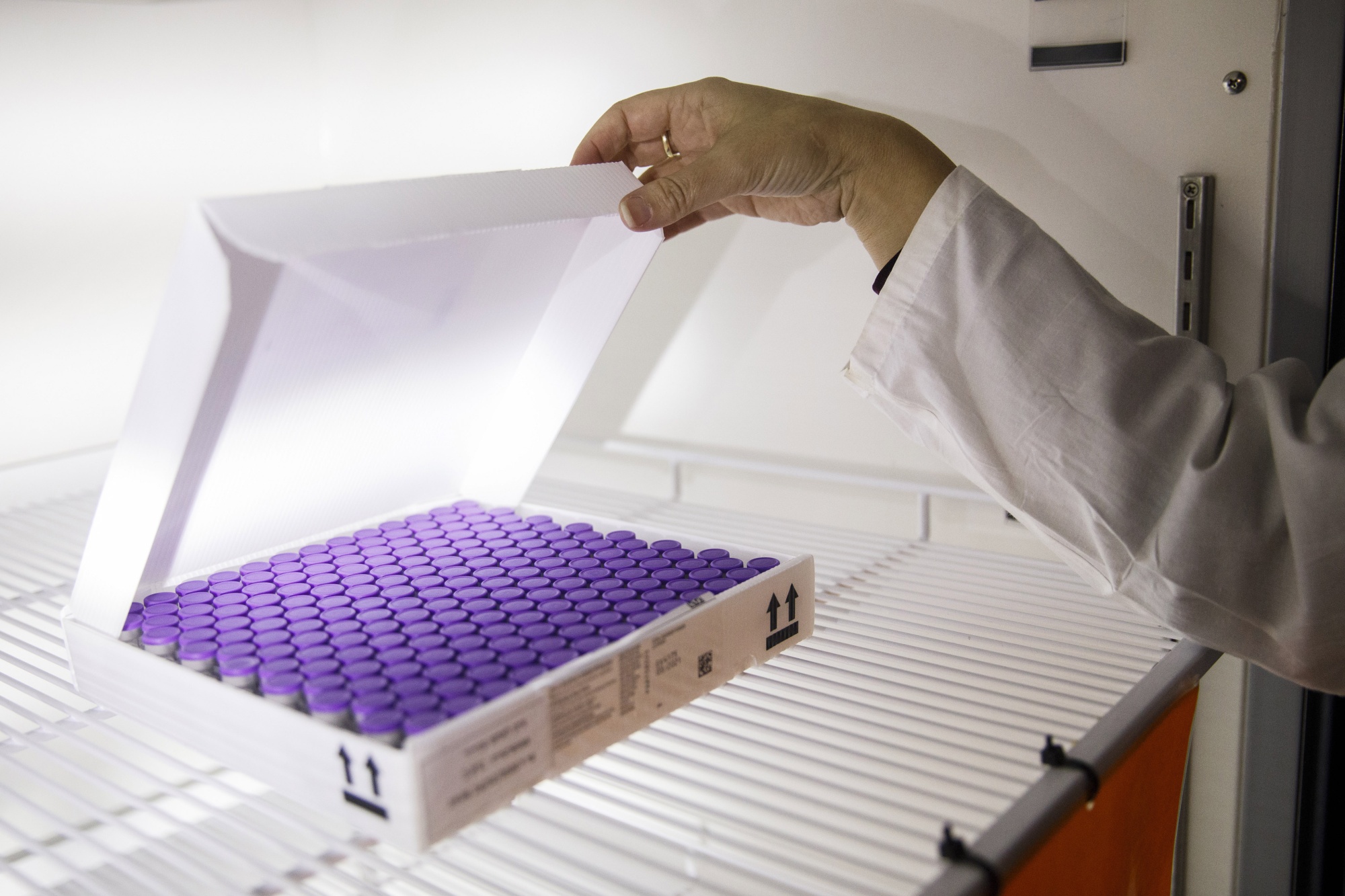 Box containing filters of the Pfizer-BioNTech Covid-19 vaccine.