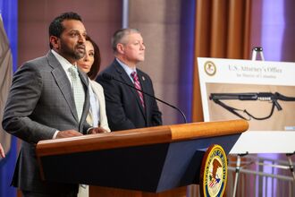 FBI Director Kash Patel during a news conference at the Department of Justice on April 27.