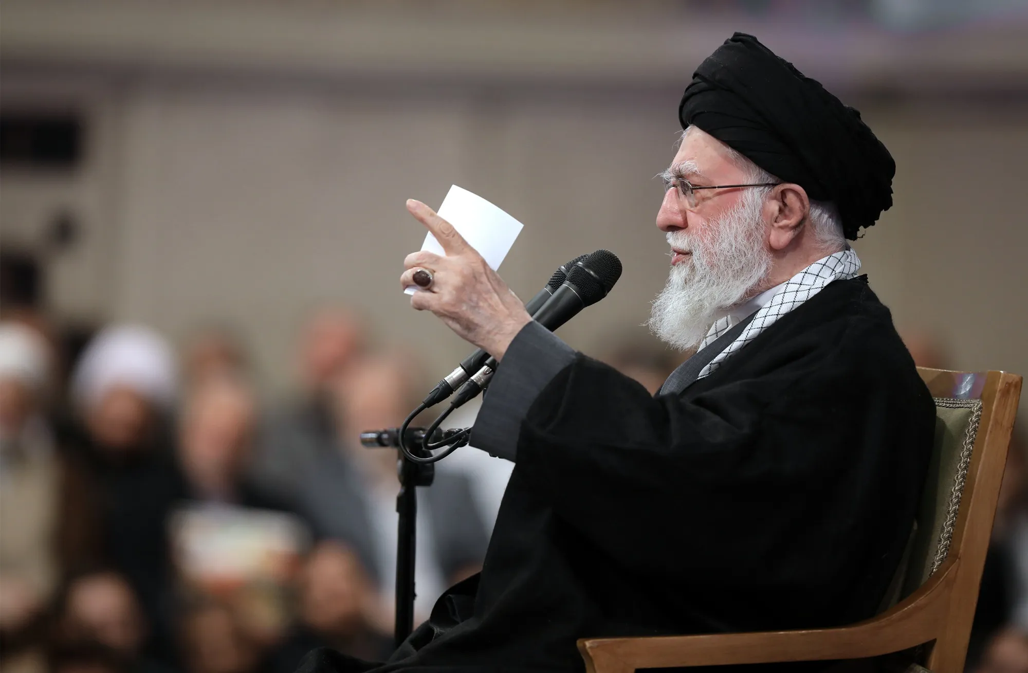 Ayatollah Ali Khamenei speaks in a meeting, in Tehran, Jan. 3.