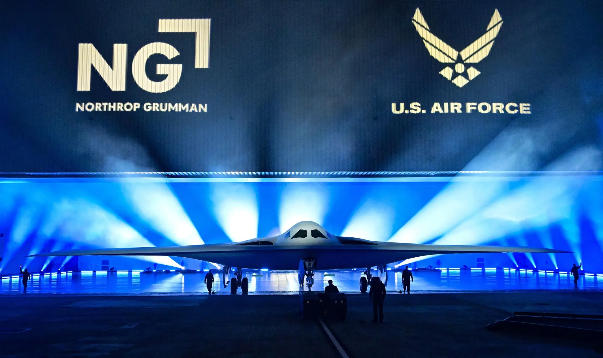 The B-21 Raider bomber at Northrop Grumman Corp.'s plant in Palmdale, California.
