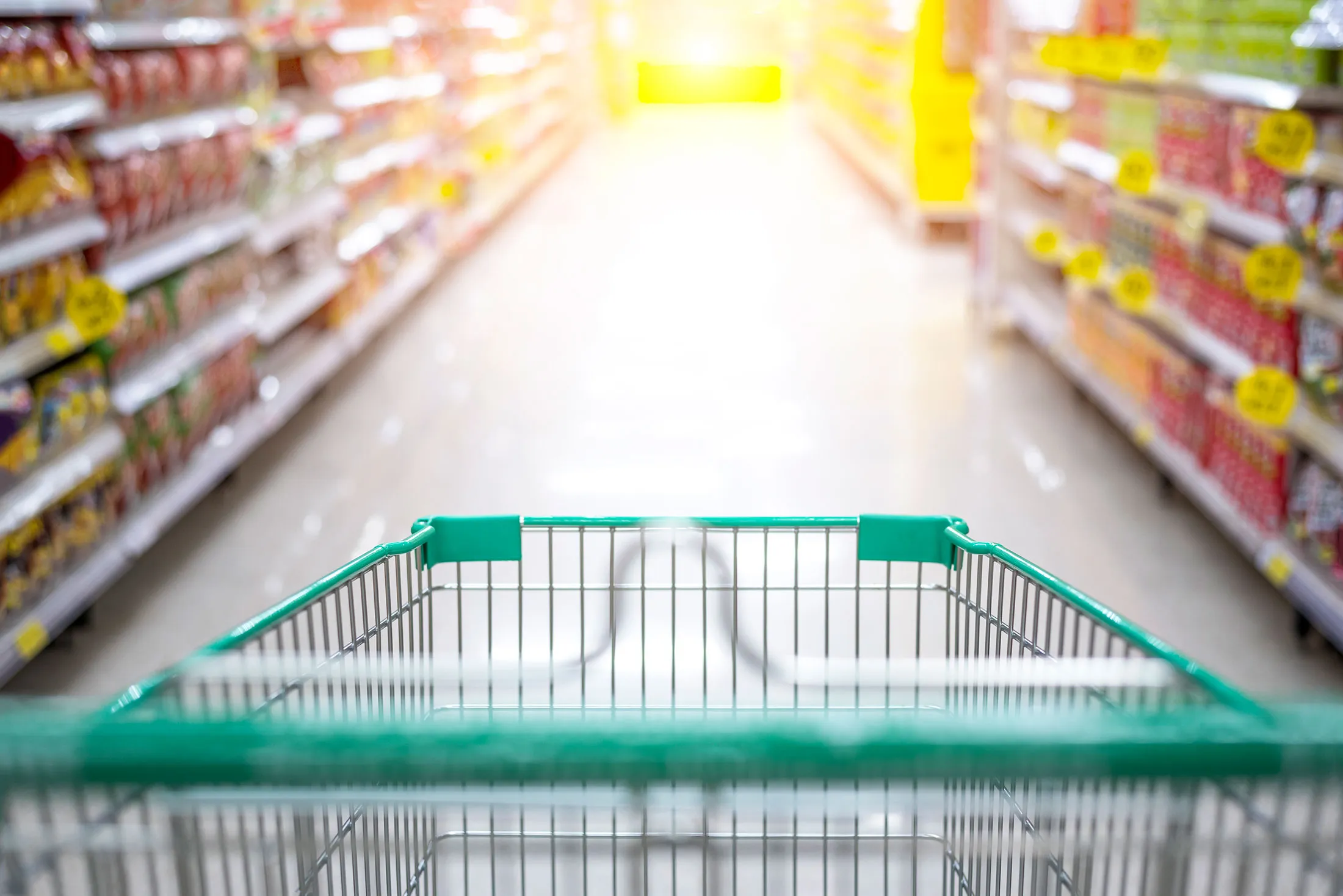 Shopping cart in supermarket shopping mall