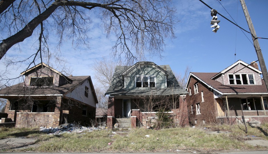 Vacant homes seen in Detroit in December 2015.