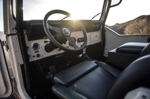 The interior of the Jeeps is minimal, with basic dials, a heater, a stereo, and complete water-proofing.