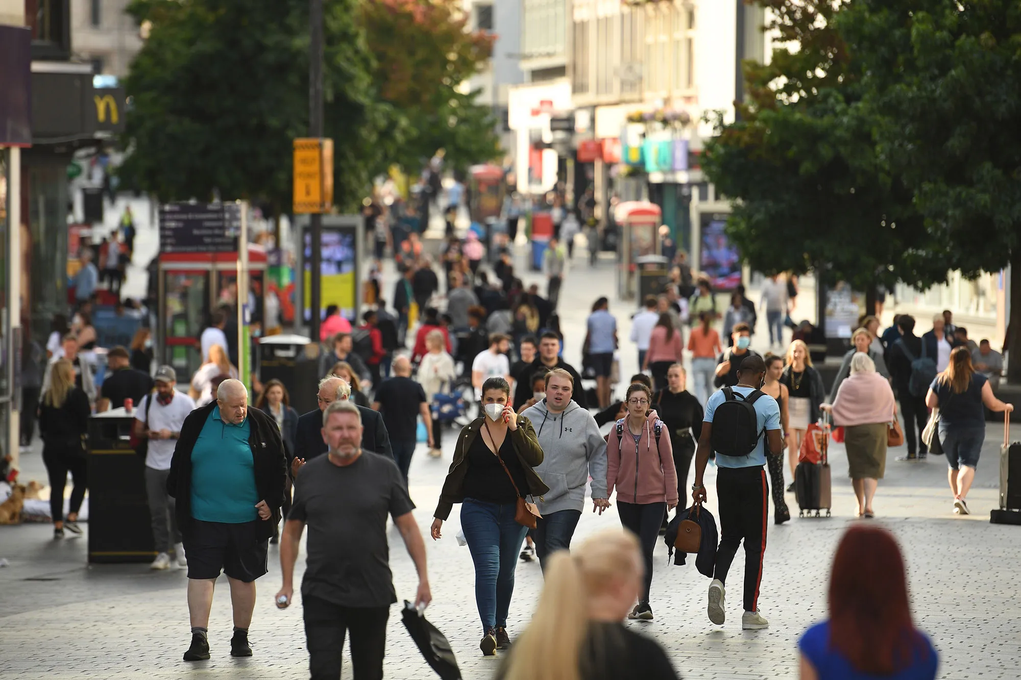 Shoppers walk through Liverpool city centre,&nbsp;on Sept.&nbsp;18.&nbsp;
