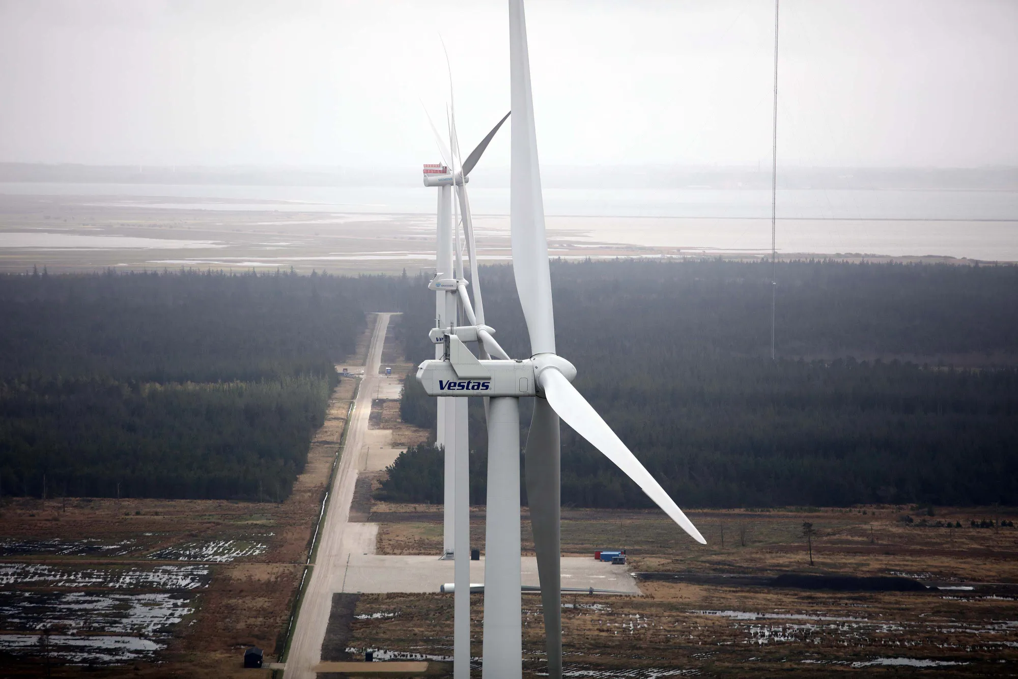 Wind turbines at a testing center&nbsp;in Osterild, Denmark, on&nbsp;April 18, 2016.