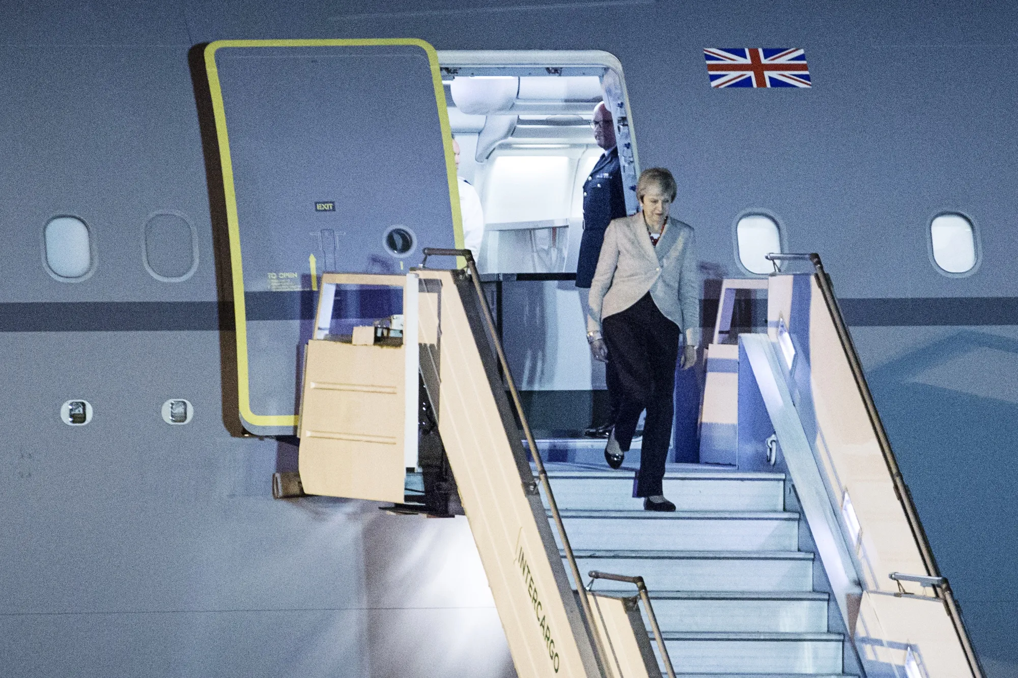 Theresa May arrives in Buenos Aires on Nov. 29.