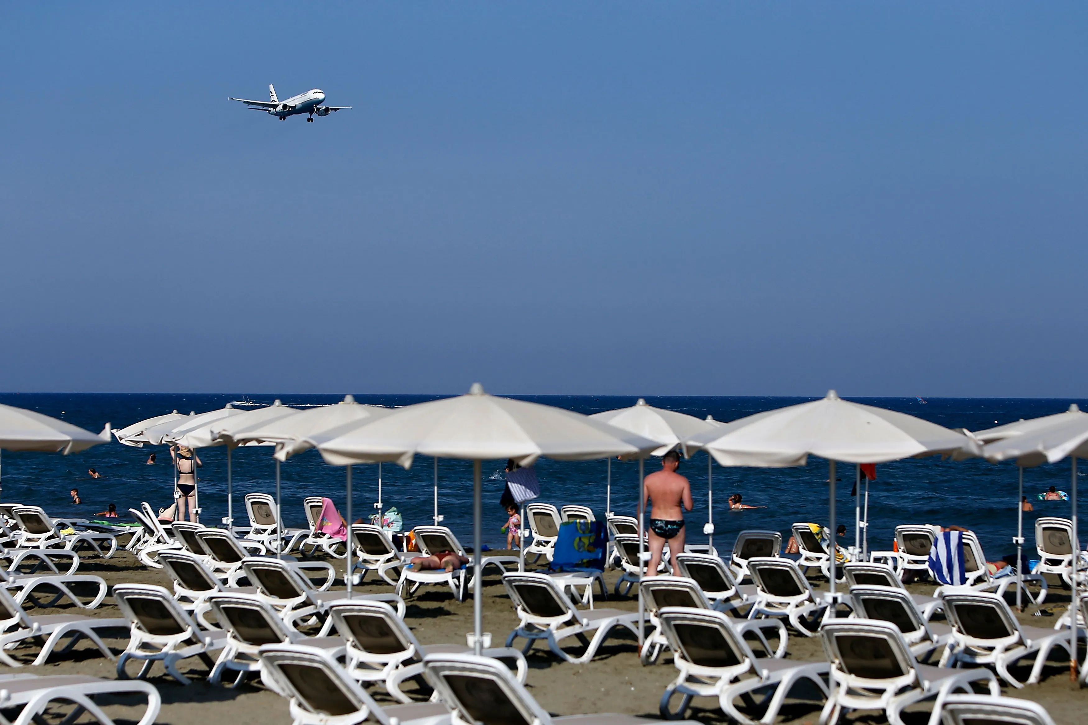 Jetting off on holiday.