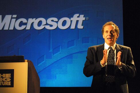 Richard E. Belluzzo, former president and chief operating officer at Microsoft, speaks in New York on April 3, 2001.