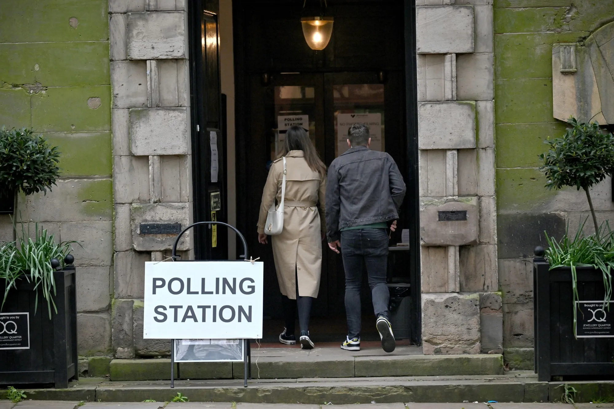 Voters at a polling station in Birmingham, England on May 2.