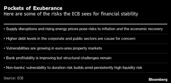 ECB Warns of Market ‘Exuberance’ as Economy Recovers From Pandemic 